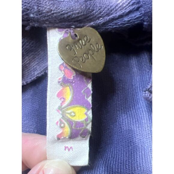 Free People Hoodie Womens Medium Full Zip Embroidery Tie Dye Purple BOHO - Picture 8 of 8